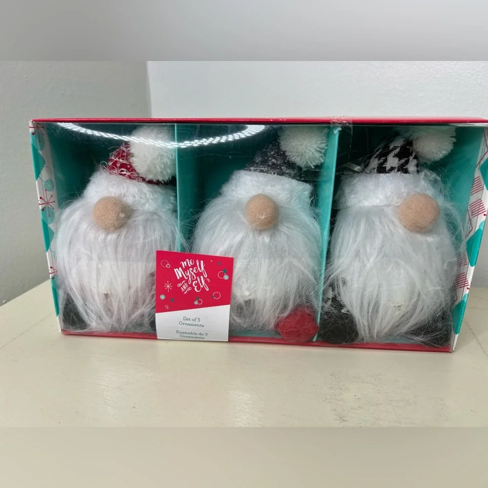 Brand New Set of 3 Gnome Ornaments